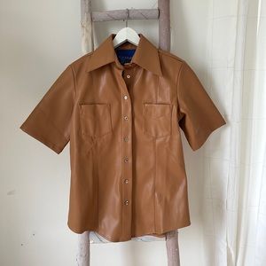 *like new* Simon Miller Vegan Leather short sleeve button up